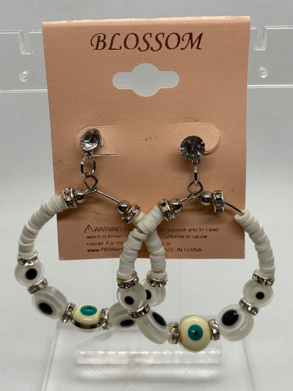 3For$20 Blossom White Beaded Hoop Earrings with Accent Beads
